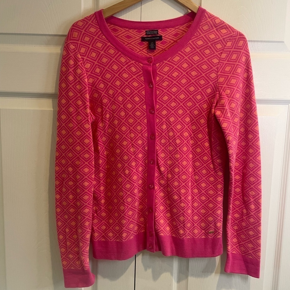 Tommy Hilfiger Pink Button Cardigan 100% Pima Cotton